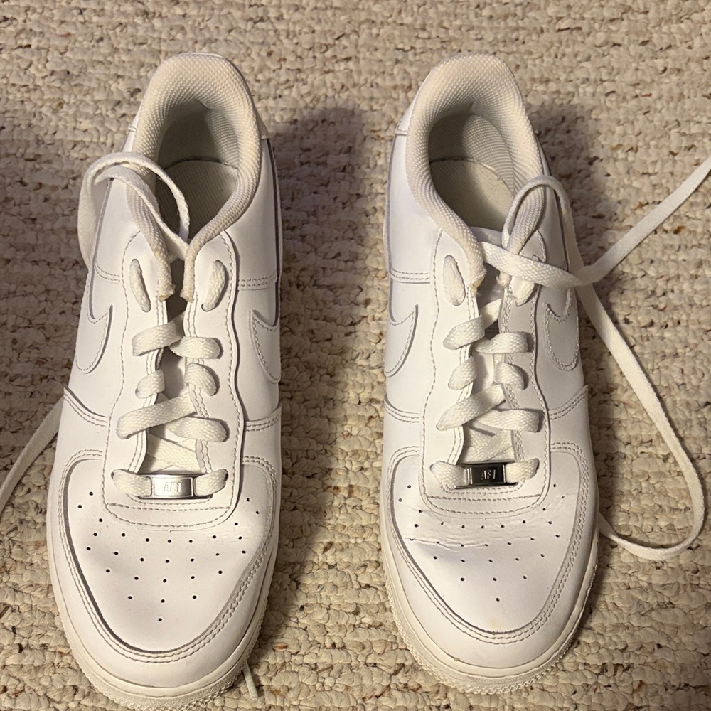Kids White Lace-Up Sneakers